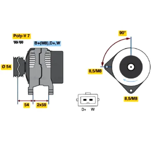 Alternator Replacement Part for: Bosch