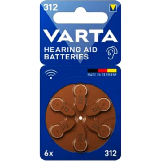 VARTA 312 Hearing Aid Battery 6-Pack