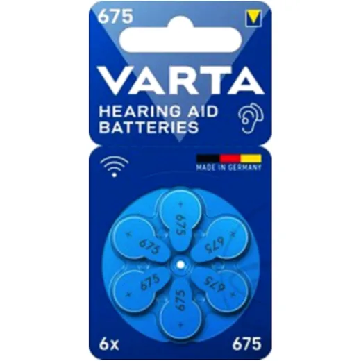 VARTA 675 Knopfzellen 1,45 V für Hörgeräte - 6er Blister