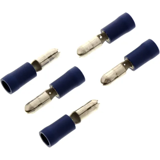 Insulated Round Plug 1.5-2.5 mm², 4 mm, Blue, Pack of 5