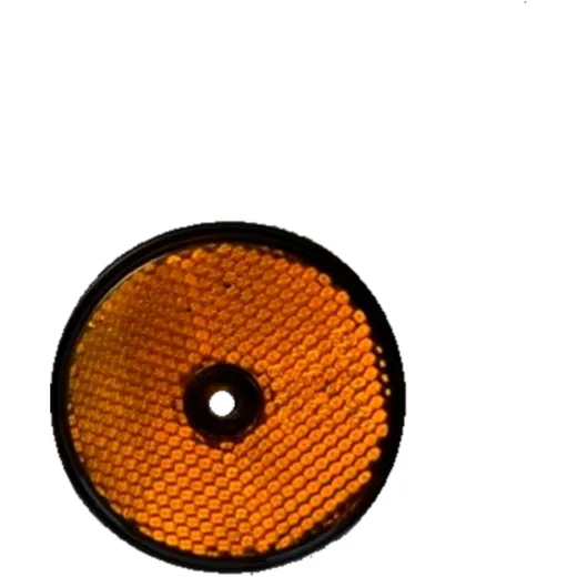 Rund gelber Rückstrahler mit Lochbefestigung 60 mm schwarzes Gehäuse