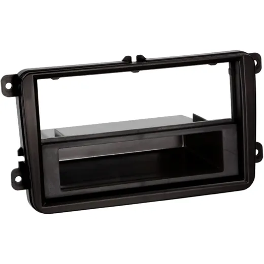 2-DIN Radio Facia Black with Storage Compartment for Seat, Skoda, VW