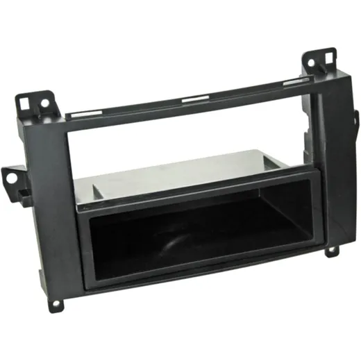2-DIN Black Radio Frame with Compartment for Mercedes