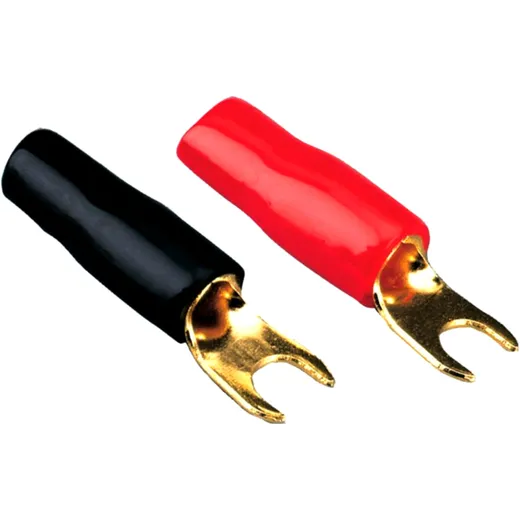 Gabelkabelschuh-Set 20 mm 2 rot / 2 schwarz gold