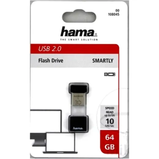 Hama 64 GB USB Stick 2.0 Smartly – compact flash drive with 10