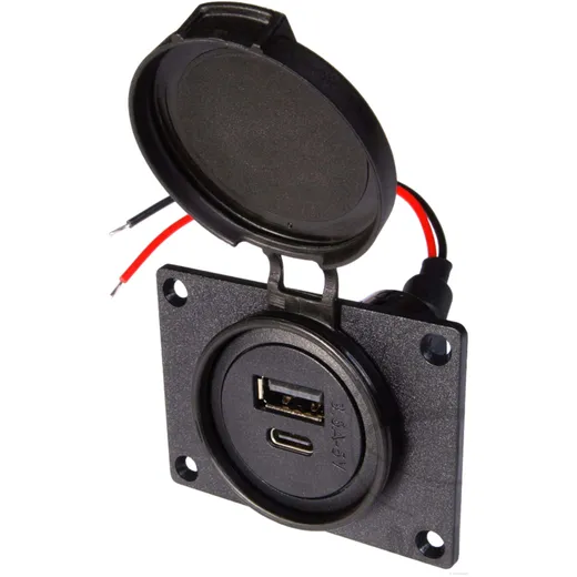 Doppelsteckdose USB 12/12V 3600mA USB-A / USB-C für Motorräder