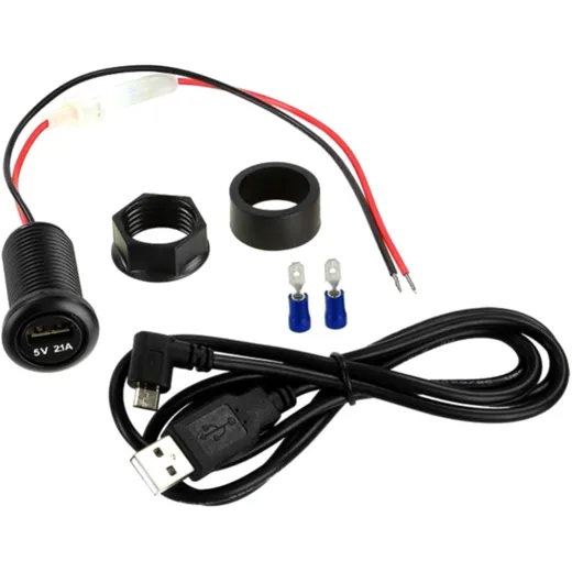 Spannungswandler 12V-5V 2,1A mit 1m USB-Kabel für Motorräder