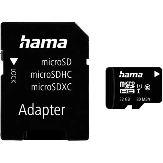 Speicherkarte microSDHC 32GB 80MB/s UHS-I mit Adapter