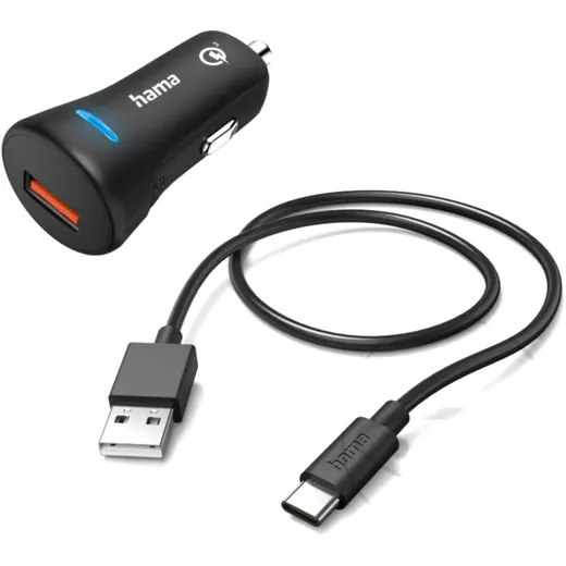 KFZ-LADESET Hama USB-C 3A Quick Charge 3.0 für Smartphones