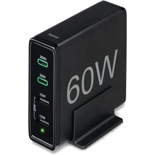 Hama 60W 4-Port Charging Station with PD QC3 Technology