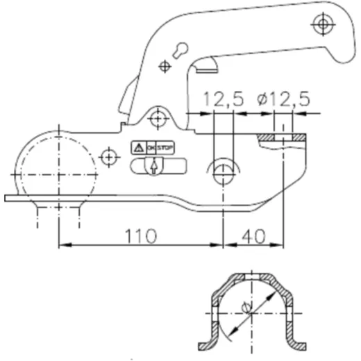 Ball Coupling WW220-RB 50/51 mm for Trailers_0