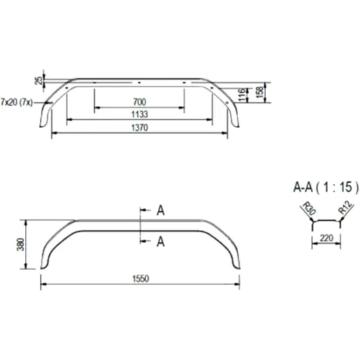 PVC Rear Fender D 2220/12 for Tandem Trailer_0