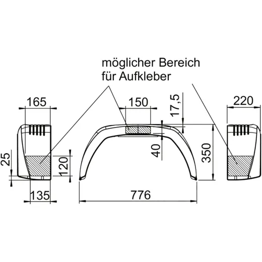 Plastic Mudguard for Motorcycle Trailer H350 B220 S770_0