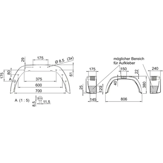 Plastic Mudguard for Trailers H380 B240 S800_0