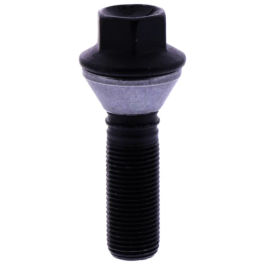 Radschraube M14 mit beweglichem Kegelbund 17mm schwarz