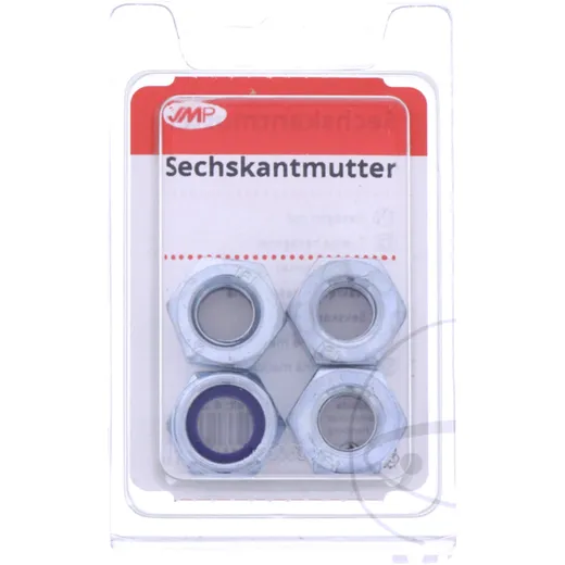 Galvanized Hex Nuts M10 DIN985, Pack of 4