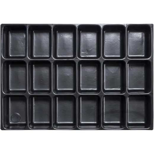 18-COMPARTMENT TRAY WITH ROUNDED PLASTIC INSERTS