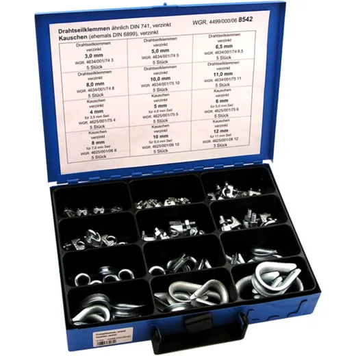 Wire Rope Clamps Assortment Black 58 Pieces