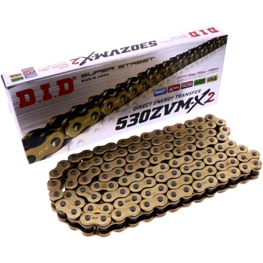 DID x - ring chain gold/gold 530zvmx2/116 open chain with rivet link for: Honda CB, CBR