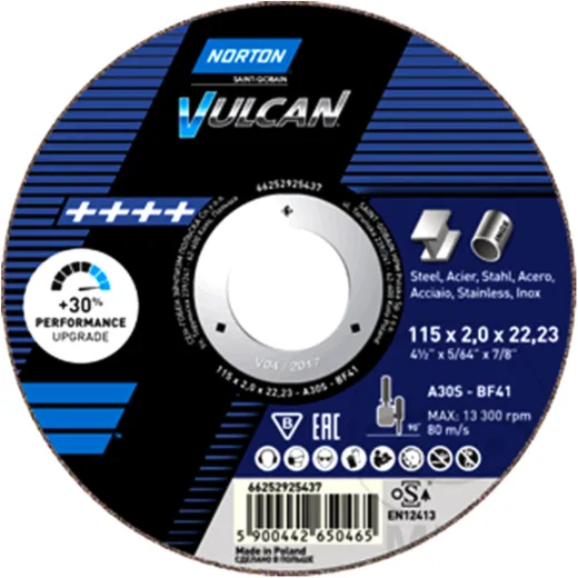 Norton VULCAN Trennscheibe 180X2.5 für Stahl und Edelstahl