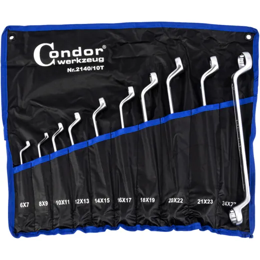 Cranked Double Ring Spanner Set 10 pcs 6-27 mm
