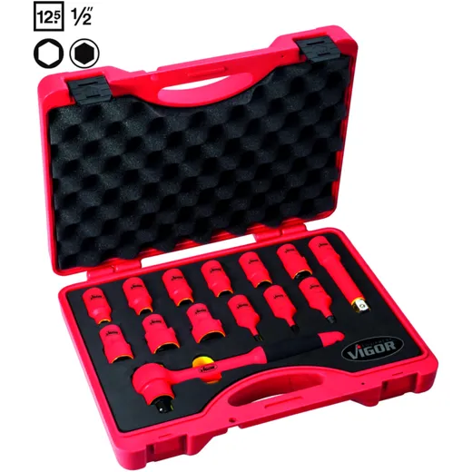VDE Socket Wrench Set 14 Piece for Electricians