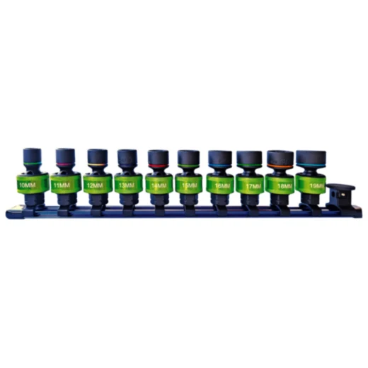10-Piece Socket Set 3/8" with Ball Joint 10-19 mm
