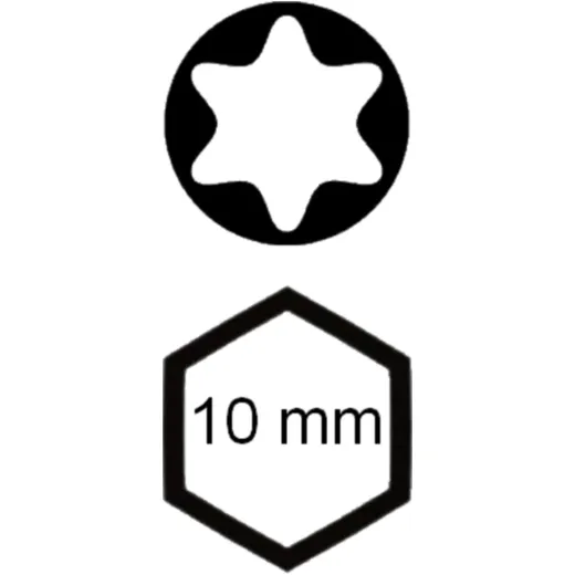 T45 Torx Screwdriver Bit 10 mm Hex Length 75 mm_0