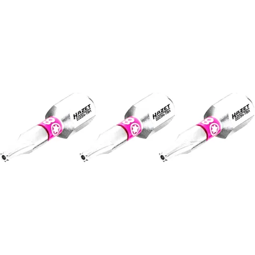 Hazet 3 Piece Bit Set for Durable TORX T8H 1/4 Inch (6.3 mm)