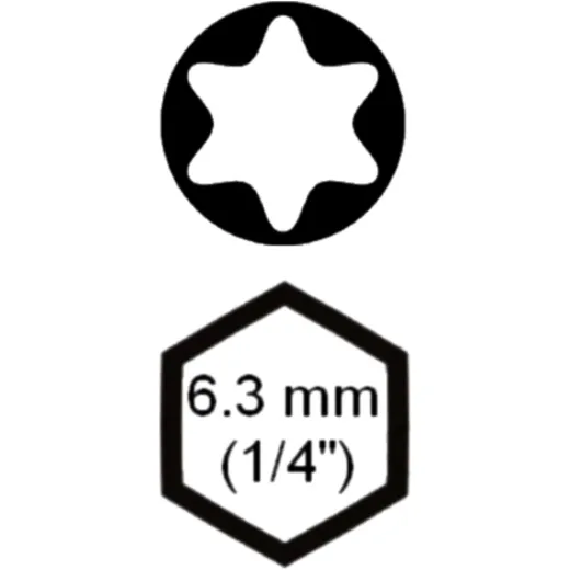Torx T9 Bit for Screwdriver 1/4" 25 mm_0