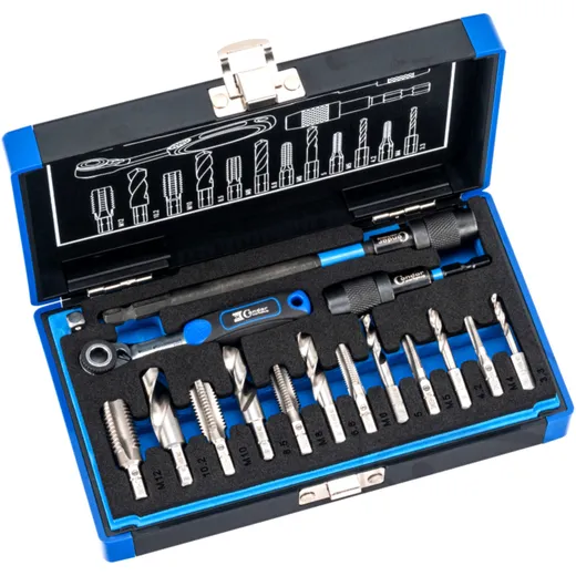 Spiral and Thread Tap Bit Set 16 Piece 1/4 Inch Hex