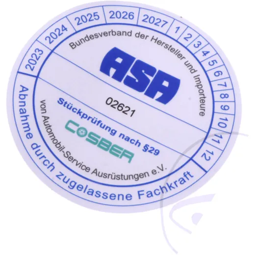 Prüfplakette COSBER für Bremsenprüfstand