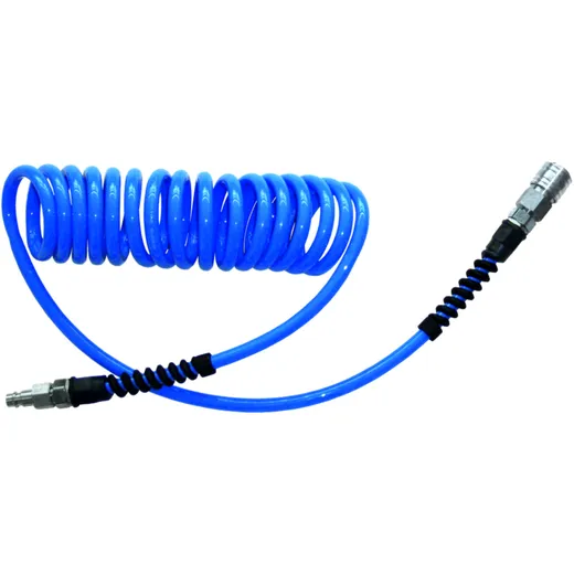 Spiralschlauch PU 10X6.5 7.5 Meter mit Kupplung und Nippel