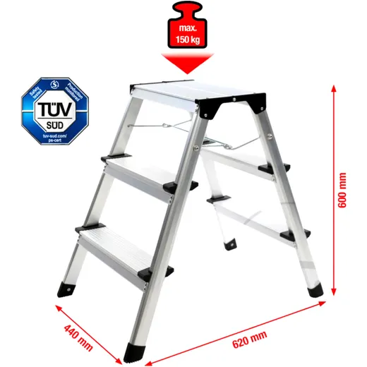 Double-Sided Aluminum Step Ladder for Heavy Vehicles_0
