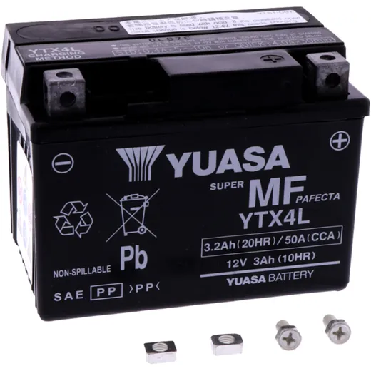 Batterie Motorrad YTX4L wet Yuasa Alternative: 7070104 passend für: Benzhou YY50QT - 6, YY50QT, YY50QT - 15