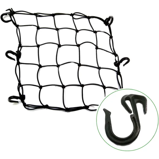 Gepäcknetz schwarz 40x40cm mit 6 Plastikhaken