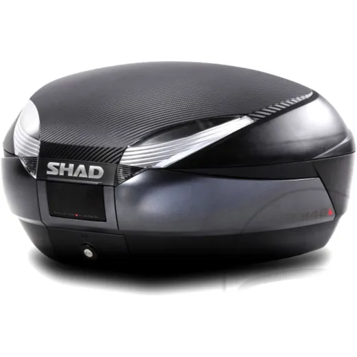Topcase schwarz+Carbon 48 Liter Shad SH48 mit Trägerplatte + Lehne passend für: Honda CB, CBR, CBF