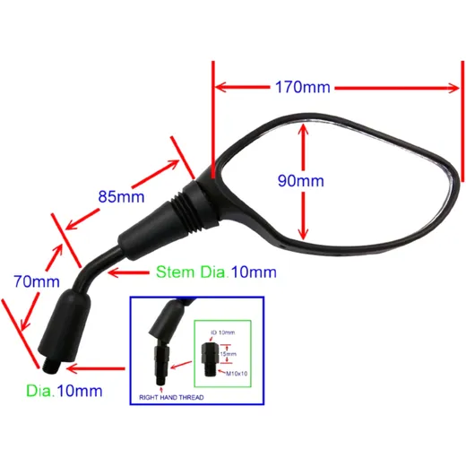 Mirror black right hand JMP for: Honda PCX, CRF_0