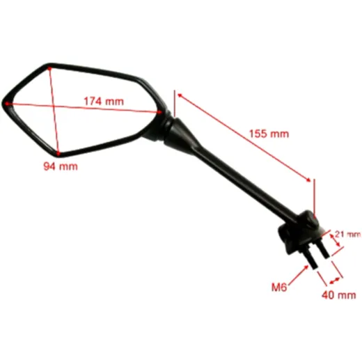 Mirror black JMP right hand for: Kawasaki ER - 6F_0