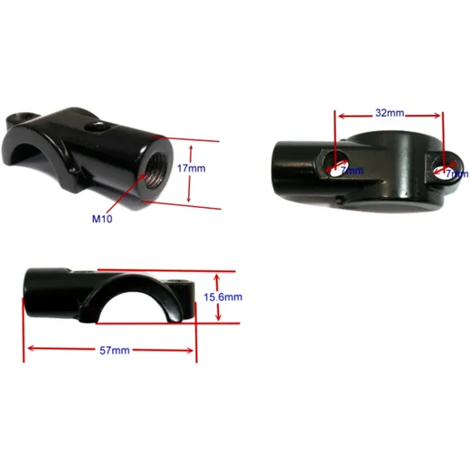 Schelle für 22mm Lenker mit M10 Rechtsgewinde schwarz JMP_0