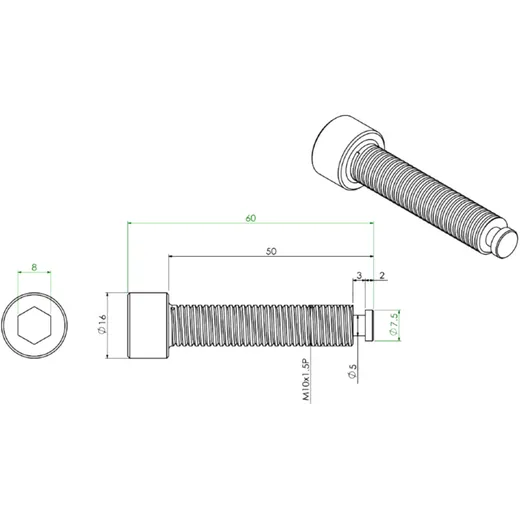 BOLT 60MM for Fork Spring Tool