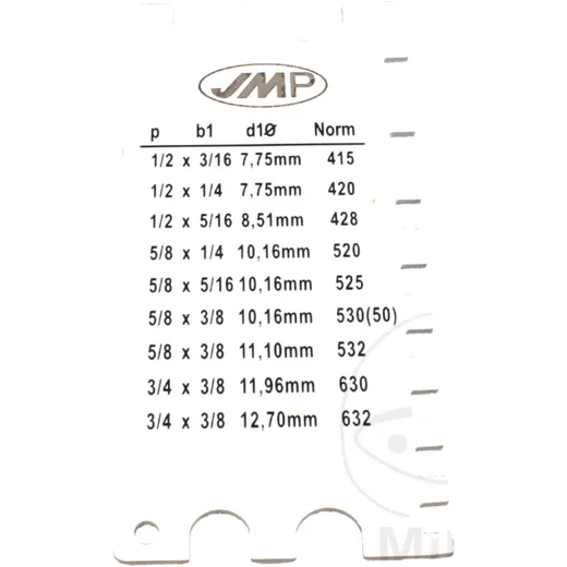 Chain size gauge JMP for: Honda CB, CBR, CRF, Kawasaki Z, KX, Z