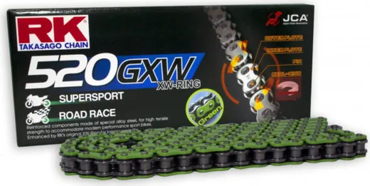 RK xw ring chain green 520gxw/112 open chain with rivet link for: Kawasaki Z, ZX - 6R, ZX - 10R
