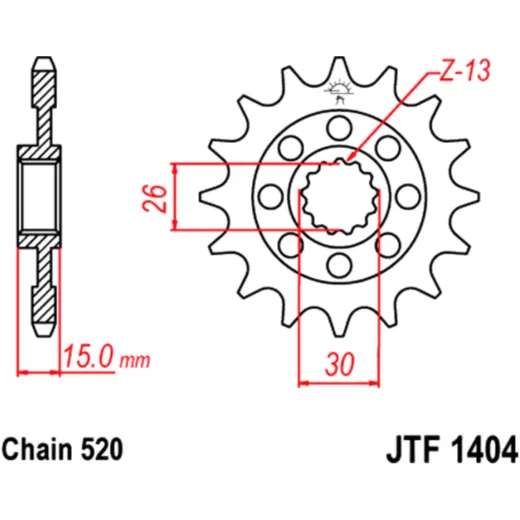Front sprocket racing 15 tooth pitch 520 narrow spline inner diameter 26/30 for: BMW S, HP4