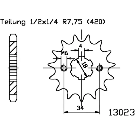 Ritzel 19Z Teilung 420 grobverzahnt 6 Innendurchmesser 18/20 passend für: E - Ton RXL
