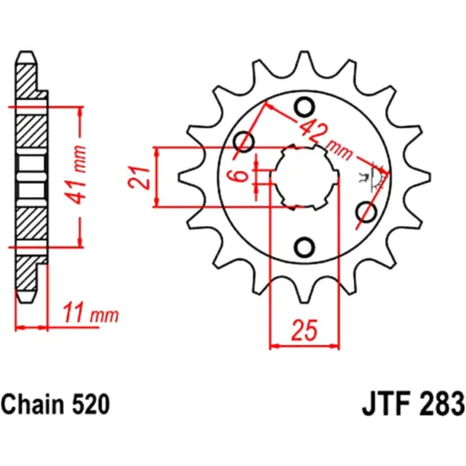 Front sprocket 15 tooth pitch 520 large spline 6 inner diameter 21/25 for: Honda NSR, VT