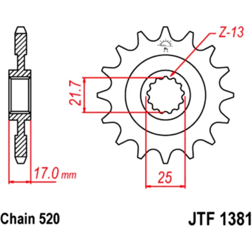 Front sprocket 15 tooth pitch 520 alternative: 7260353 for: Honda CB, CBR, CMX