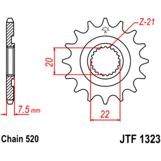 Front sprocket 12 tooth pitch 520 narrow spline inner diameter 20/22 for: Honda CRF, CR