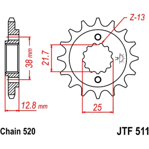 Ritzel 14Z Teilung 520 feinverzahnt Innendurchmesser 21. 7/25 passend für: Kawasaki KLR, KLX, KL