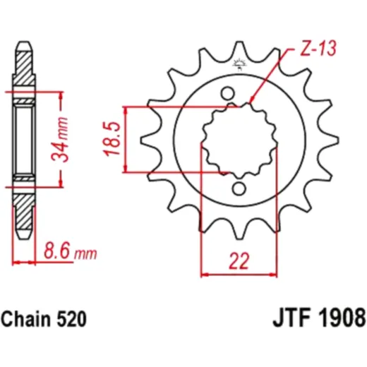 Front sprocket 15 tooth pitch 520 alternative: 7260846 for: Husqvarna Svartpilen, Vitpilen, SM